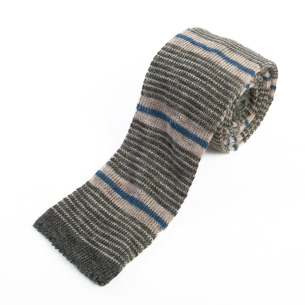 Eton Grey Striped Linen Knit Tie