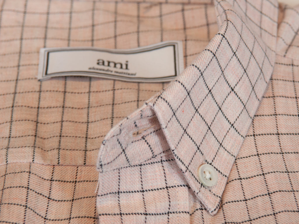 Ami Paris Pink Graph Check Button Down Shirt