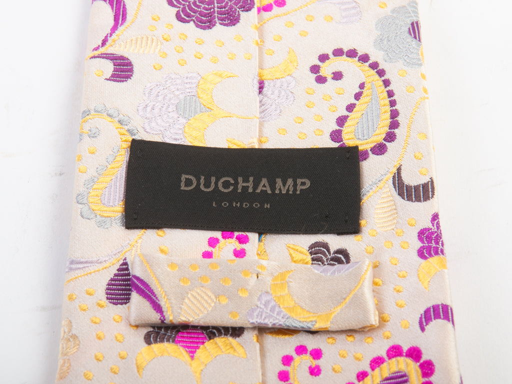 Duchamp Ivory Floral Tie