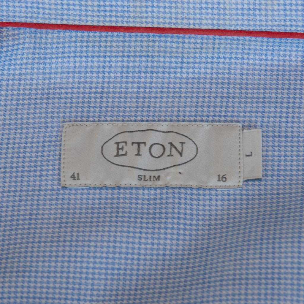 Eton Blue Puppytooth Check Slim Fit Shirt