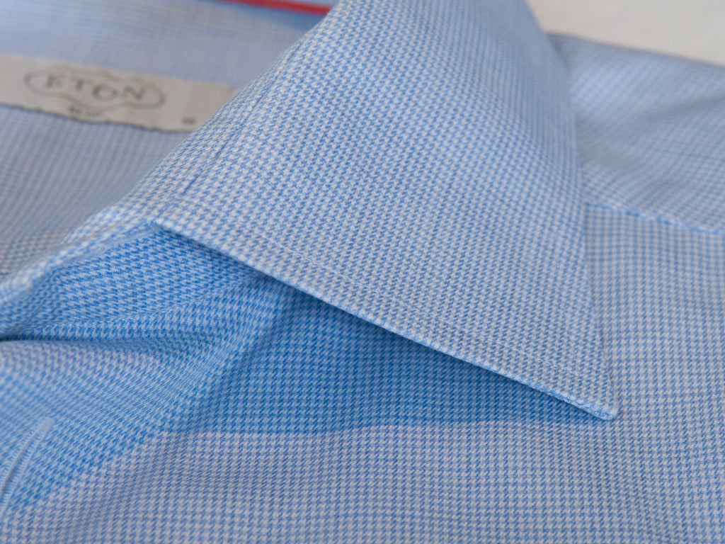 Eton Blue Puppytooth Check Slim Fit Shirt