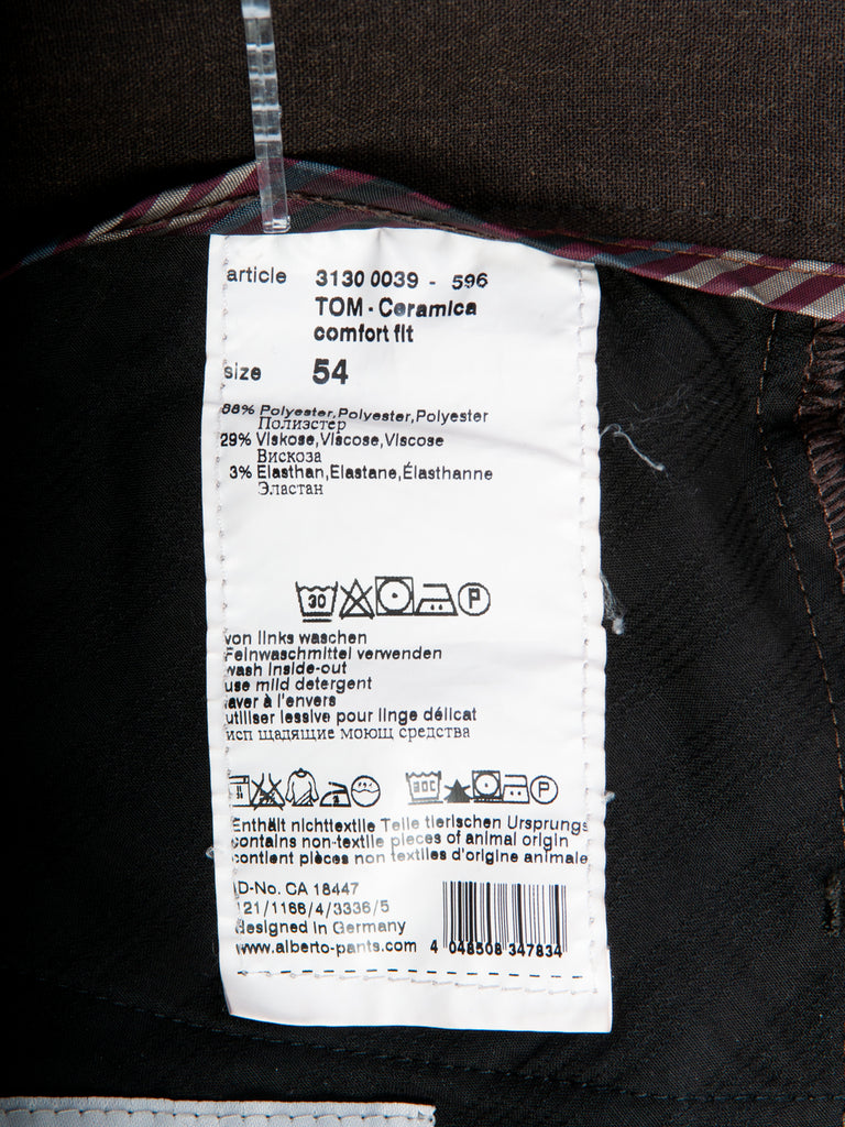 Alberto Dark Brown Tom Comfort Fit Ceramica Pants