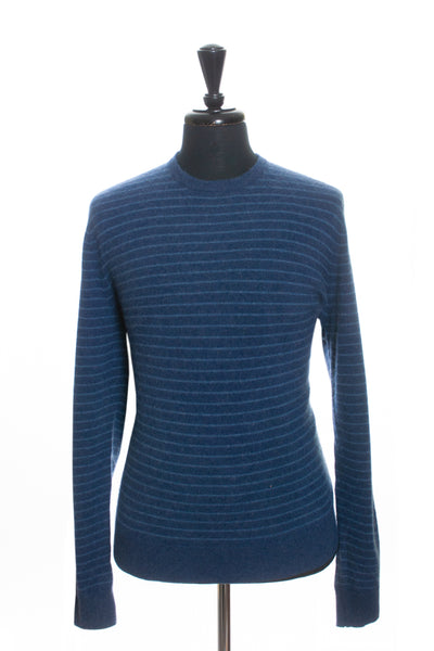 Saks Fifth Avenue Indigo Blue Striped Pure Cashmere Sweater