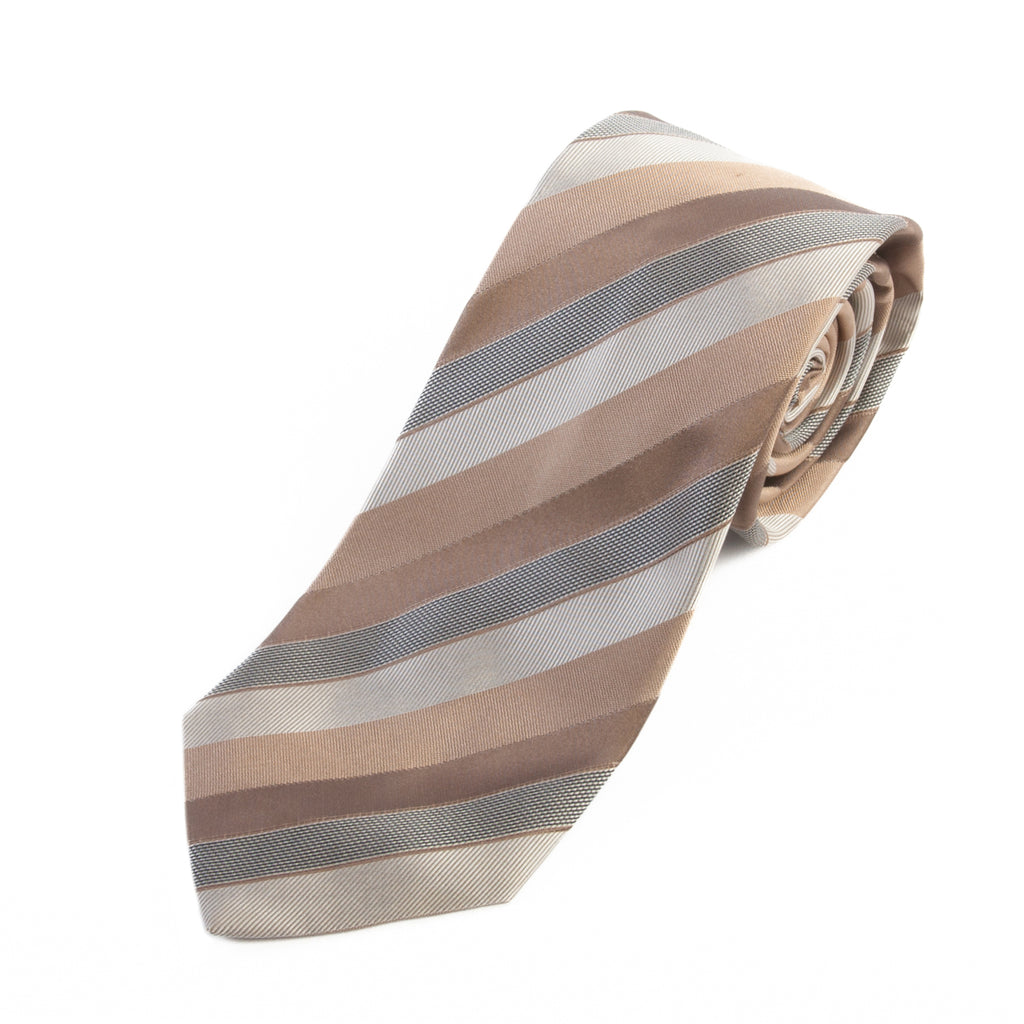 Hugo Boss Brown Striped Silk Tie