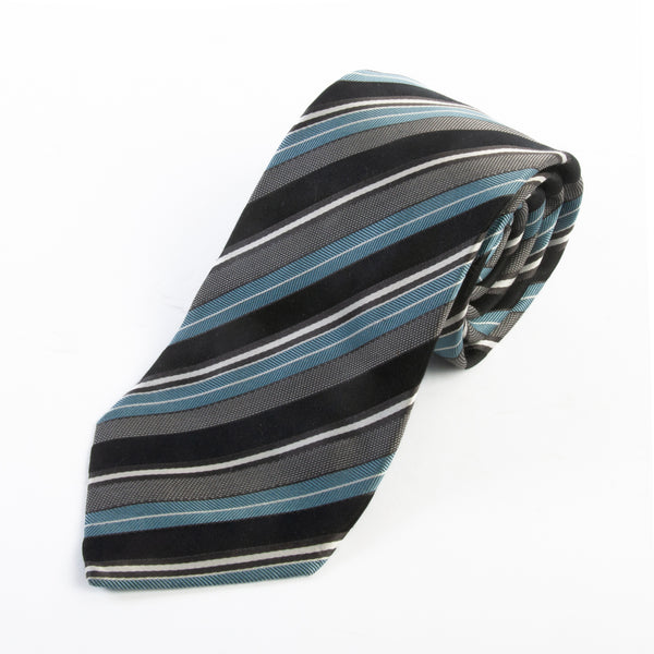 Hugo Boss Blue on Black Striped Tie