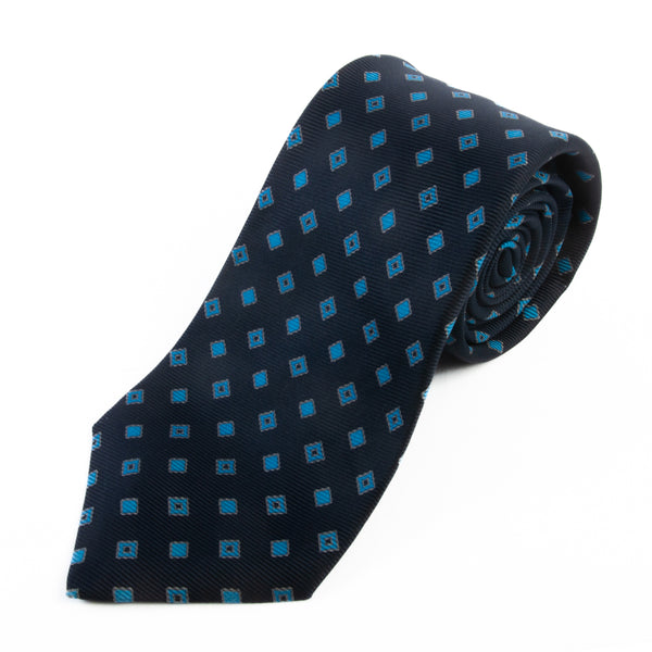 Kiton Navy Blue Geometric Patterned Tie