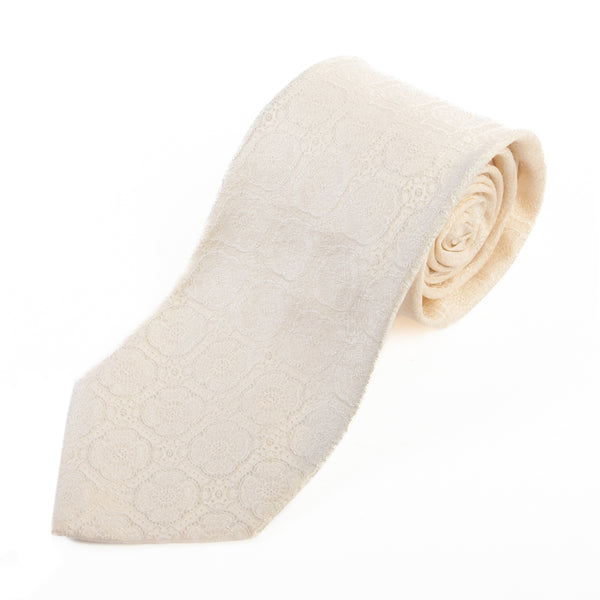 Altea Ivory Medallion Embossed Silk Tie