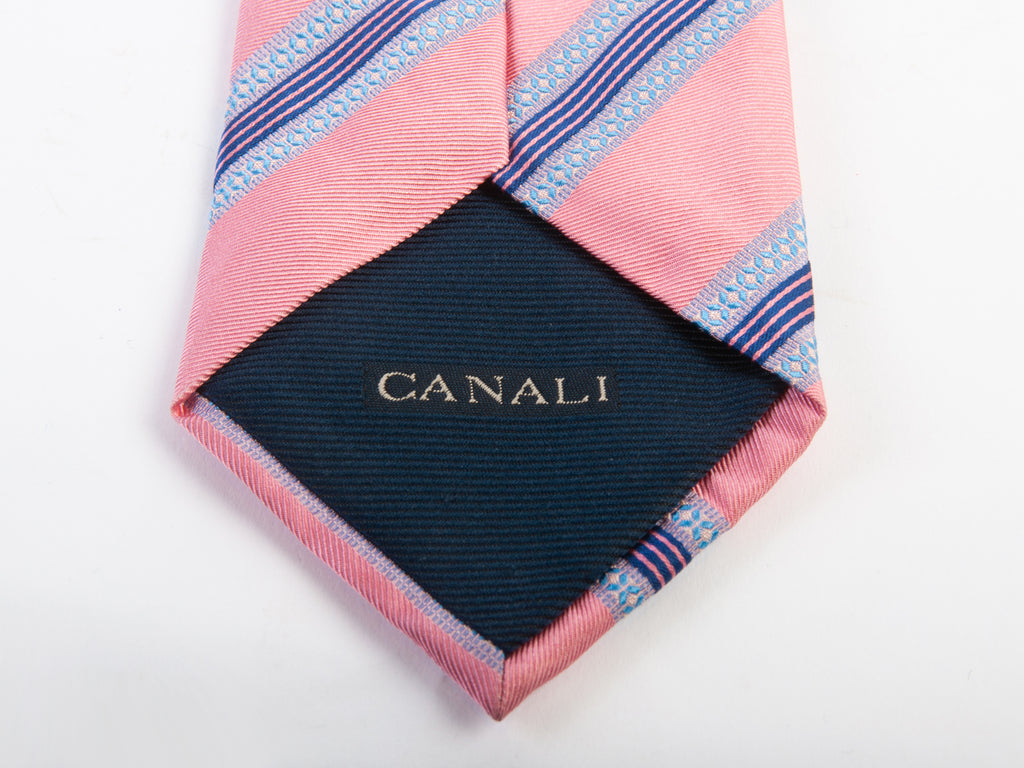 Canali Pink Striped Silk Tie