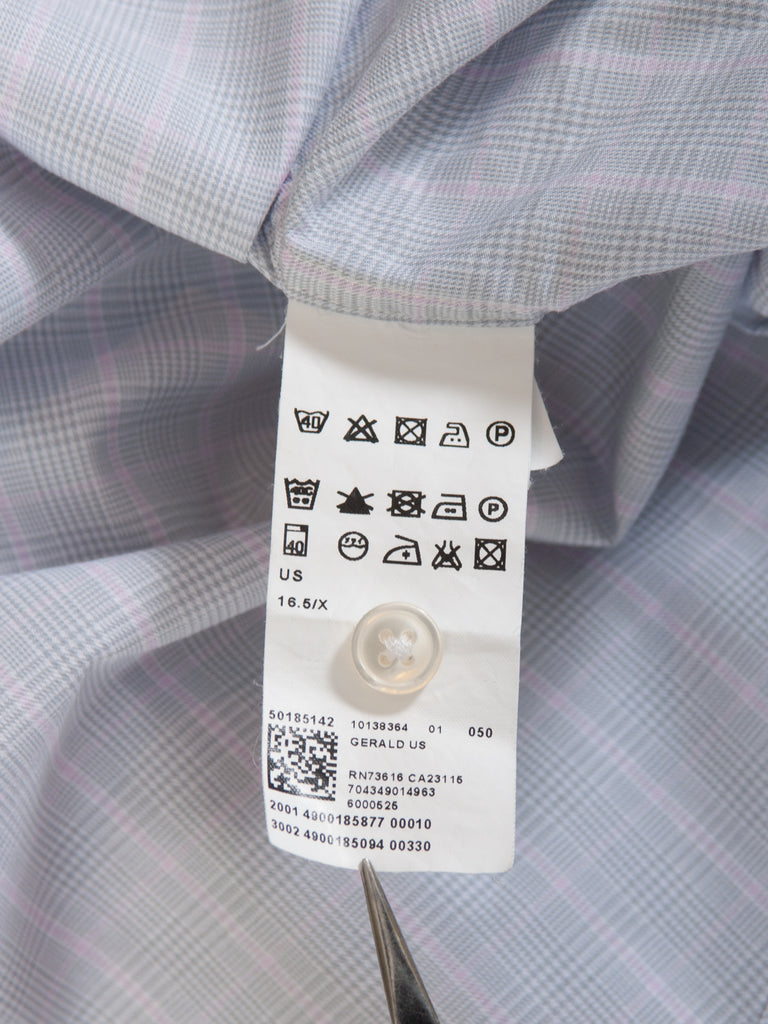 Hugo Boss Lilac on Grey Check Regular Fit Gerald Shirt 16.5