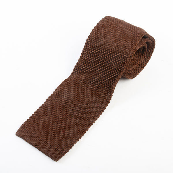 LuxMrkt Brown Knit Tie