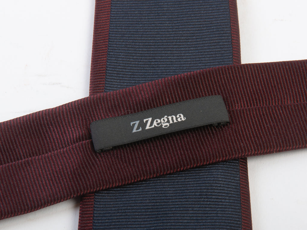 ZZegna Navy on Merlot Skinny Tie