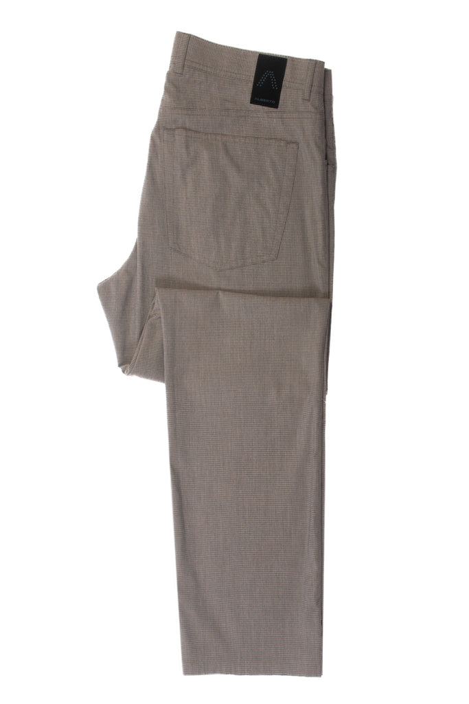 Alberto Ceramica Stone Brown Minicheck Modern Fit Pants