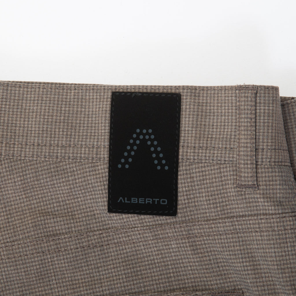 Alberto Ceramica Stone Brown Minicheck Modern Fit Pants