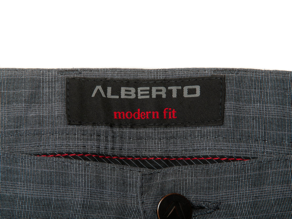 Alberto Grey Smart Check Stone Modern Fit Ceramica Pants