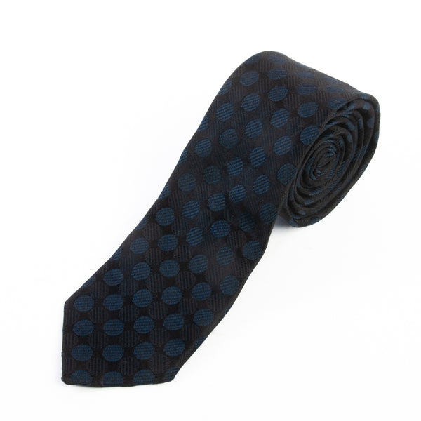 ZZegna Black Tonal Polka Dot Skinny Tie