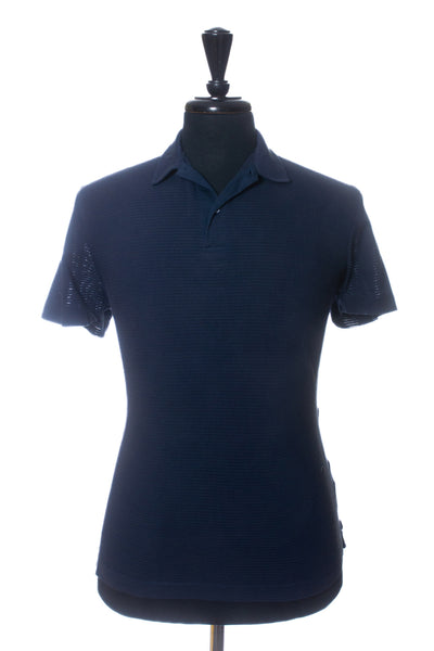 Sunspel Navy Blue Summer Knit Polo Shirt