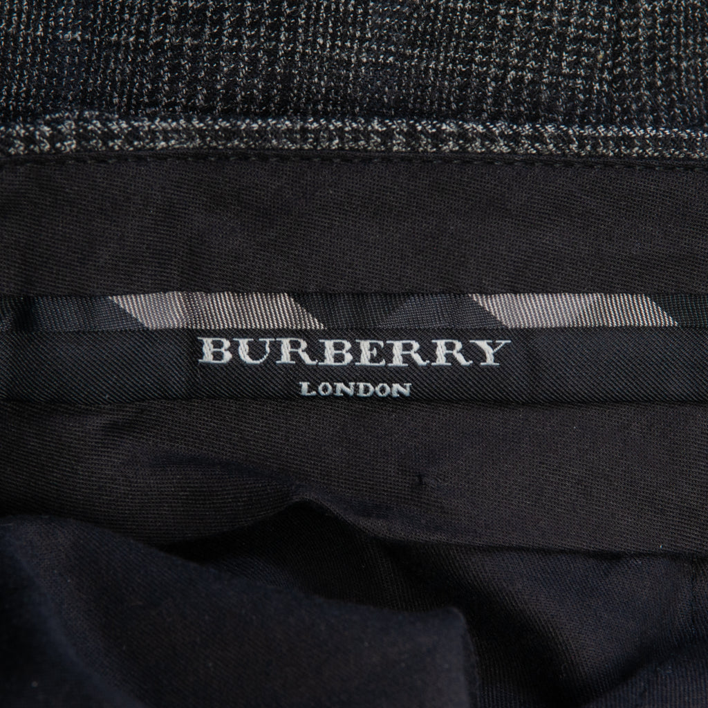 Burberry Grey Check Stretch Wool Dress Pants