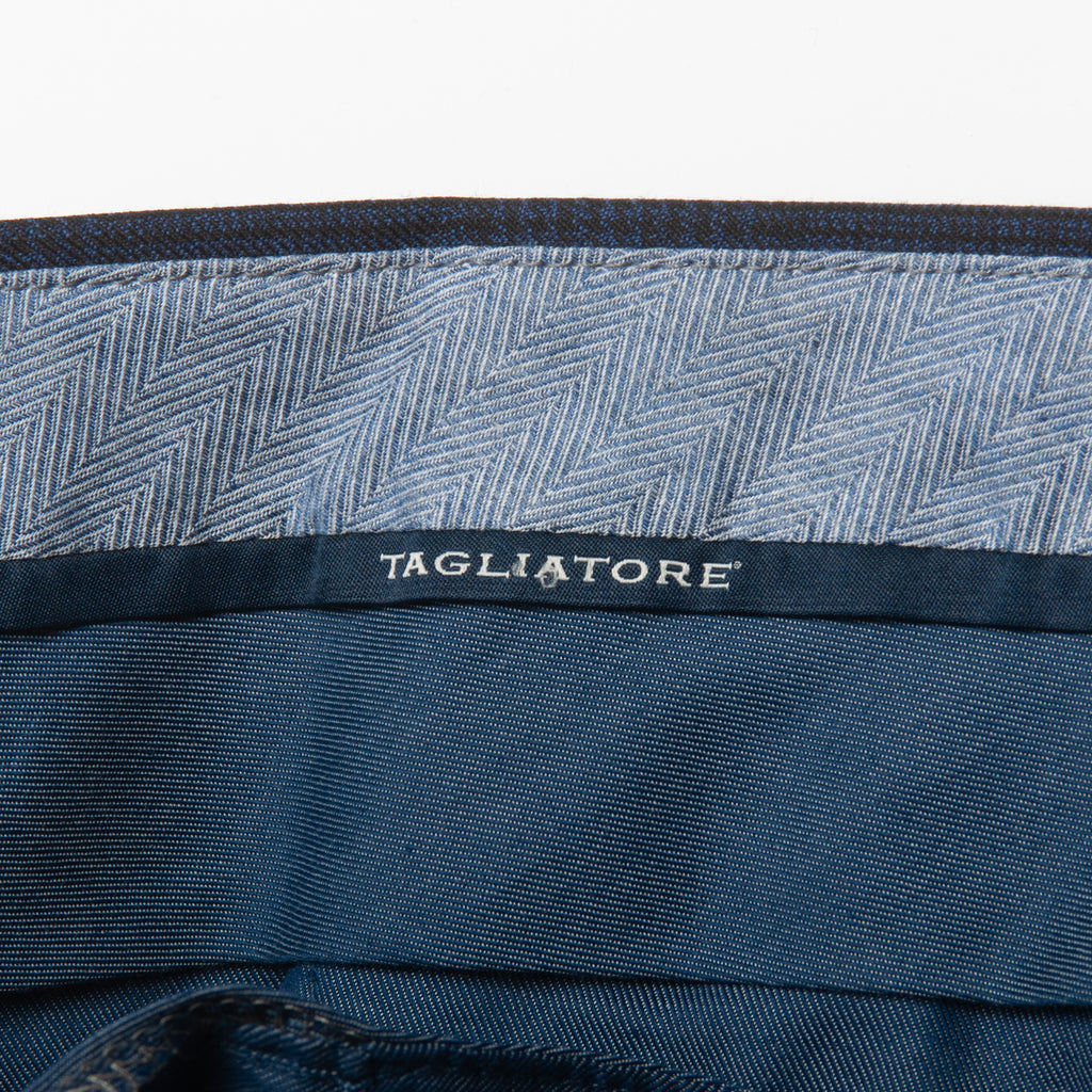 Tagliatore Navy Blue Check Dress Pants