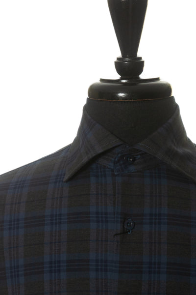 Andrew Fezza Dark Blue Check Modern Fit Dress Shirt