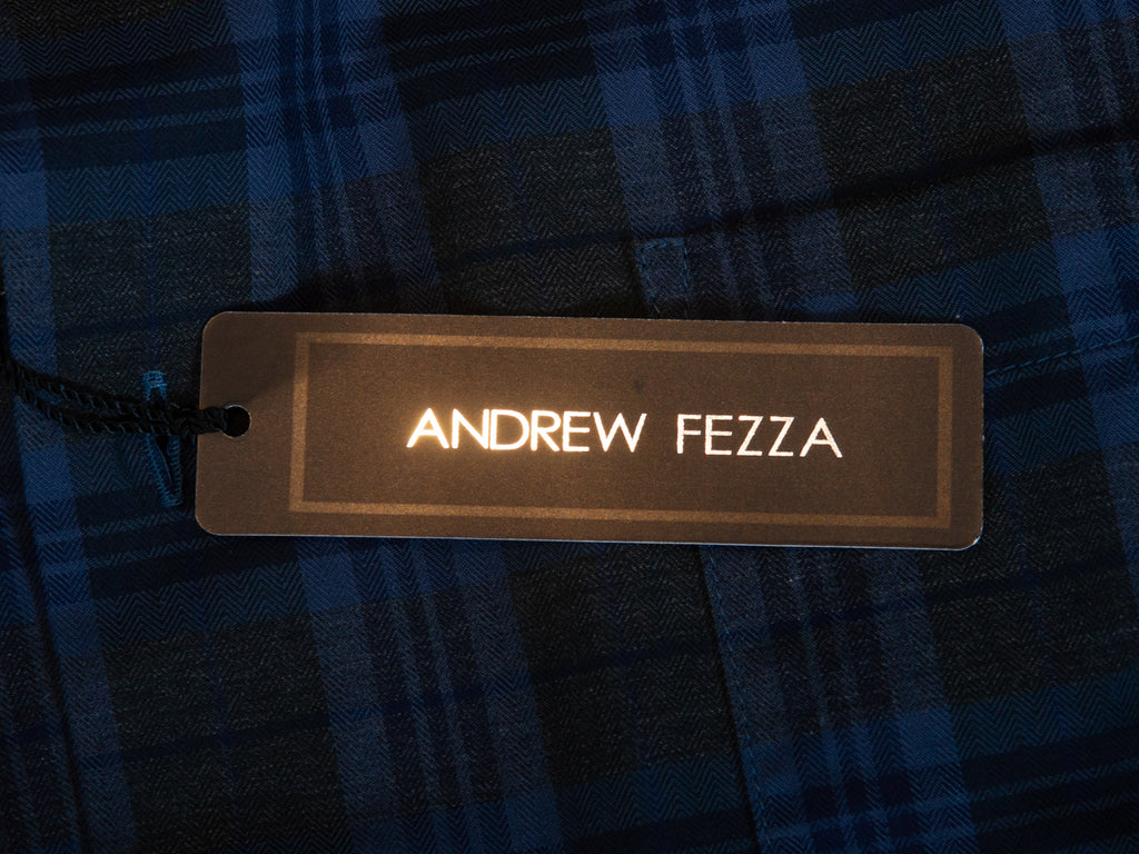 Andrew Fezza Dark Blue Check Modern Fit Dress Shirt