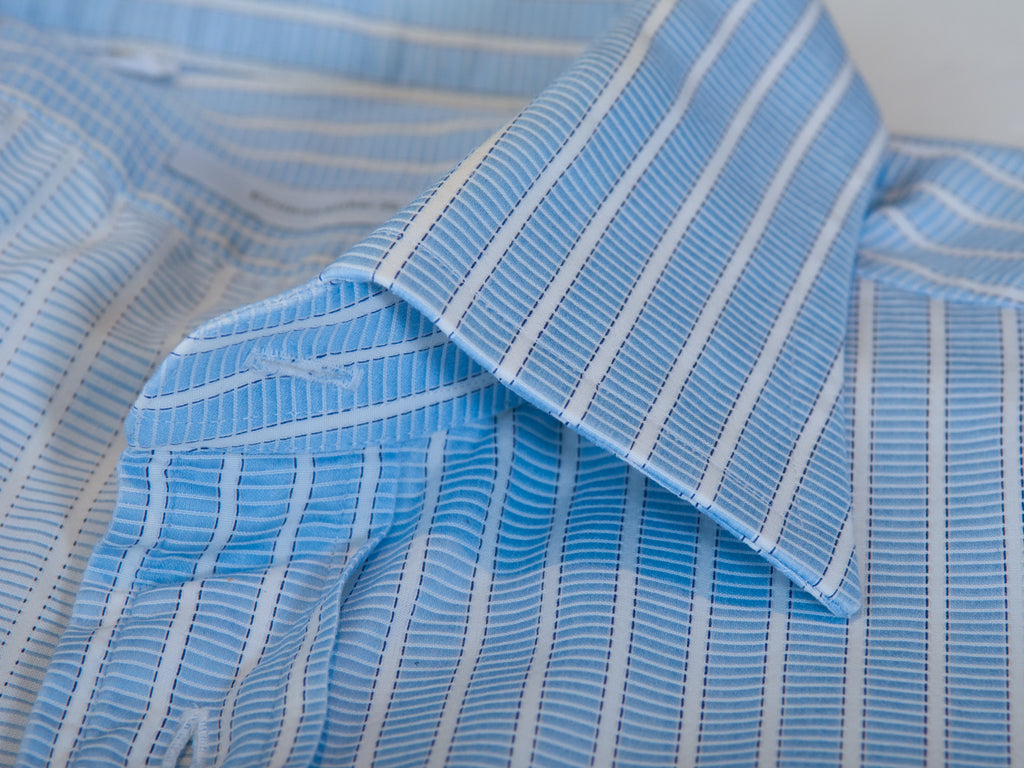 Ermenegildo Zegna Blue on White Striped Shirt