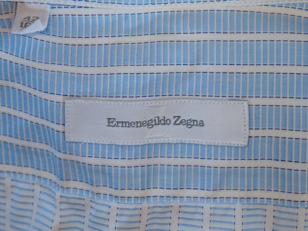 Ermenegildo Zegna Blue on White Striped Shirt