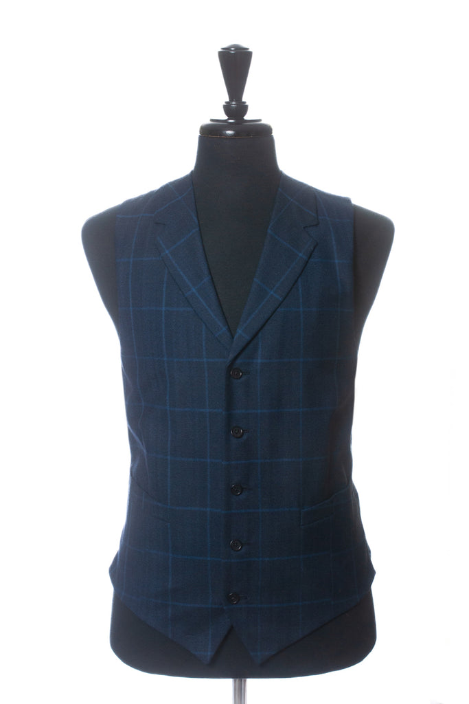 Brooks Brothers Navy Blue Windowpane Check Notch Lapel Vest