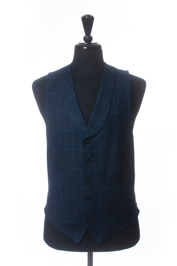 Brooks Brothers Navy Blue Windowpane Check Notch Lapel Vest