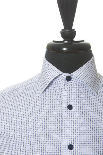 Eton Purple and Navy on White Geo Print Contemporary Fit Business Shirt