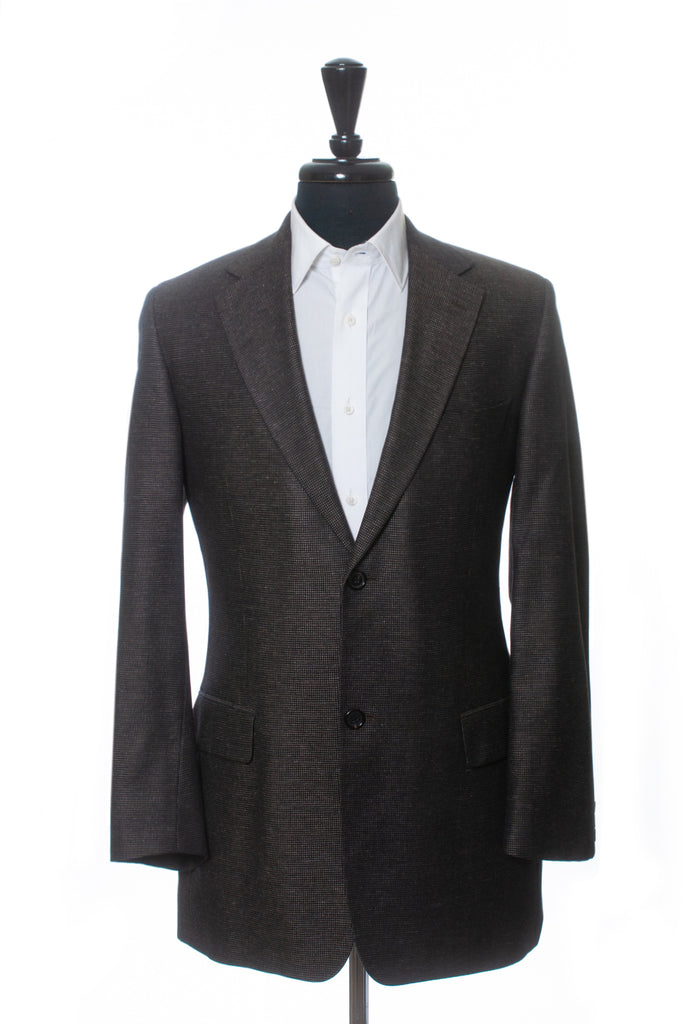 Hugo Boss Brown Box Weave Silk Wool Tizian Blazer