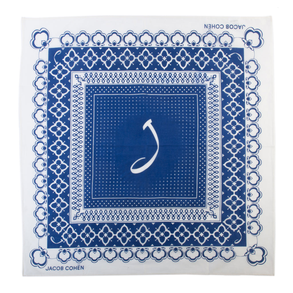 Jacob Cohen Blue On White Print Square Scarf