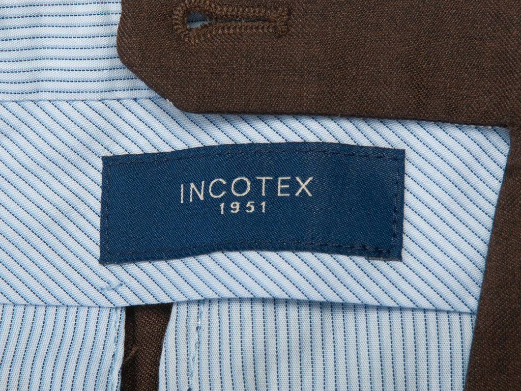 Incotex Dark Brown Super 100s High Comfort Wool Pants