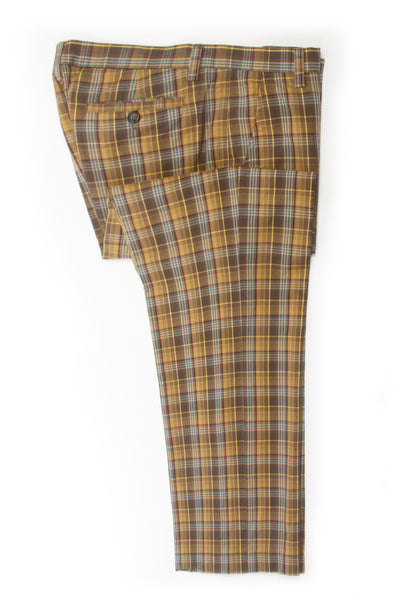 Etro Green and Yellow Check Cotton Pants