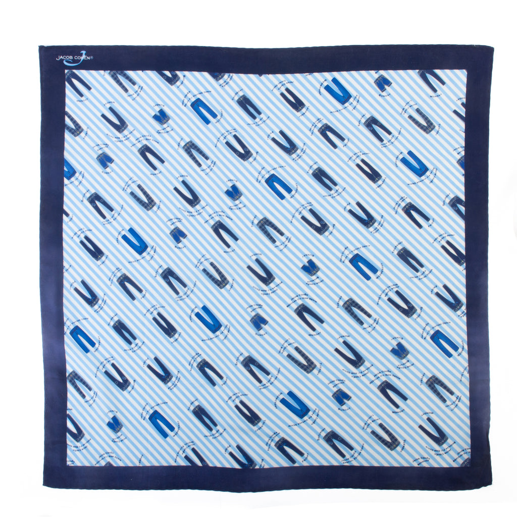 Jacob Cohen Blue Jean Print Square Scarf