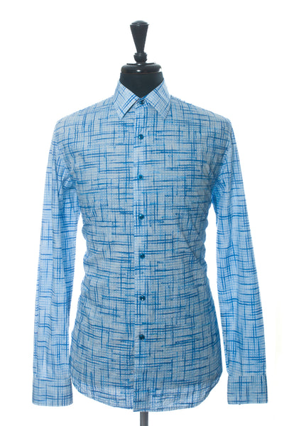 Robert Graham Blue Print Embroidered Classic Fit Shirt