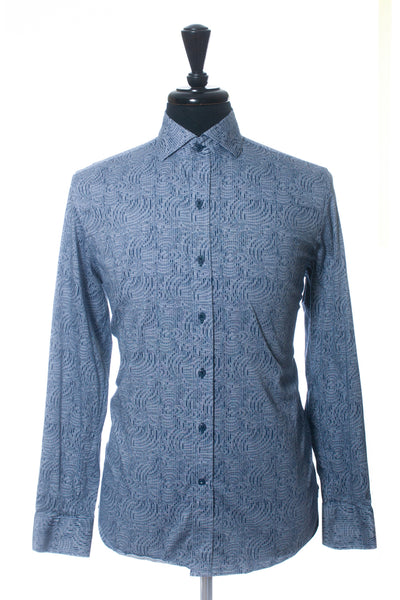 Robert Graham Blue Geometric Print Tailored Fit Shirt