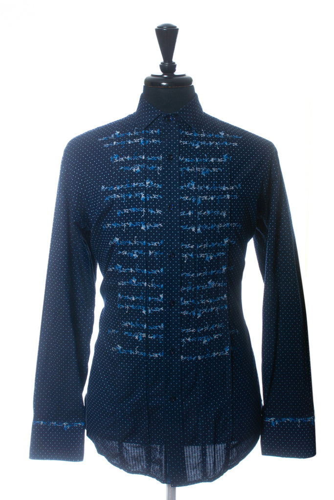 Robert Graham Navy Blue Embroidered Polka Dot Shirt