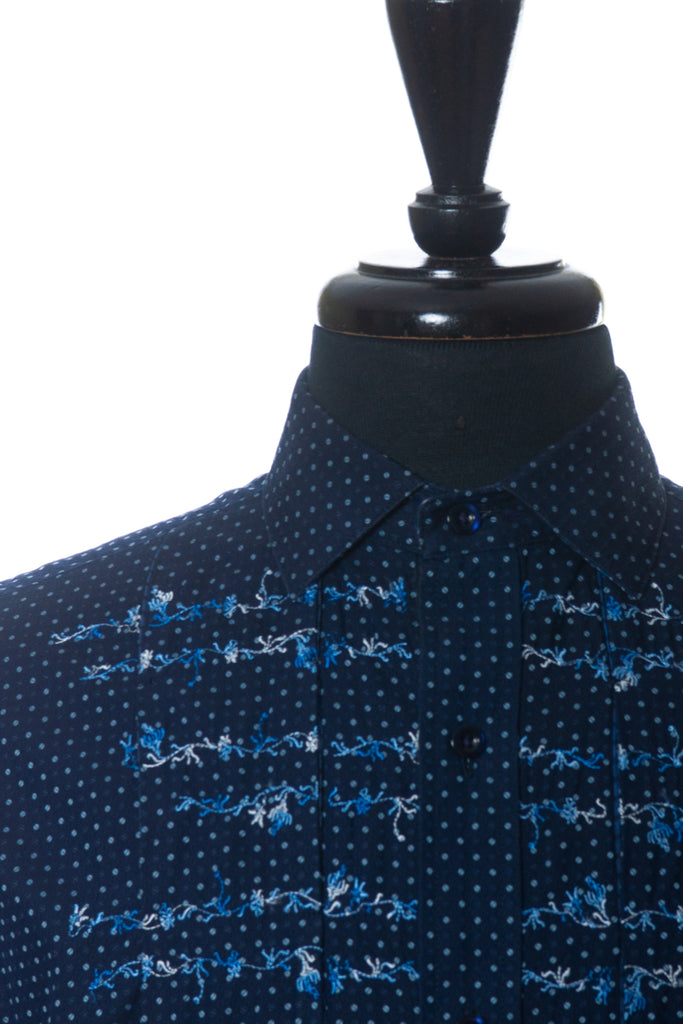 Robert Graham Navy Blue Embroidered Polka Dot Shirt