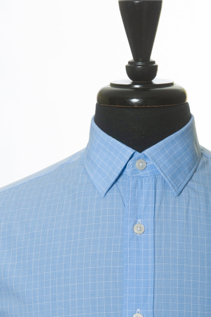 ZZegna Blue Check Drop 8 Fit Shirt