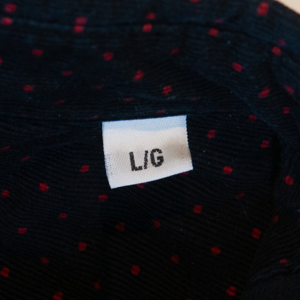 Naked & Famous Red on Navy Blue Polka Dot Corduroy Shirt