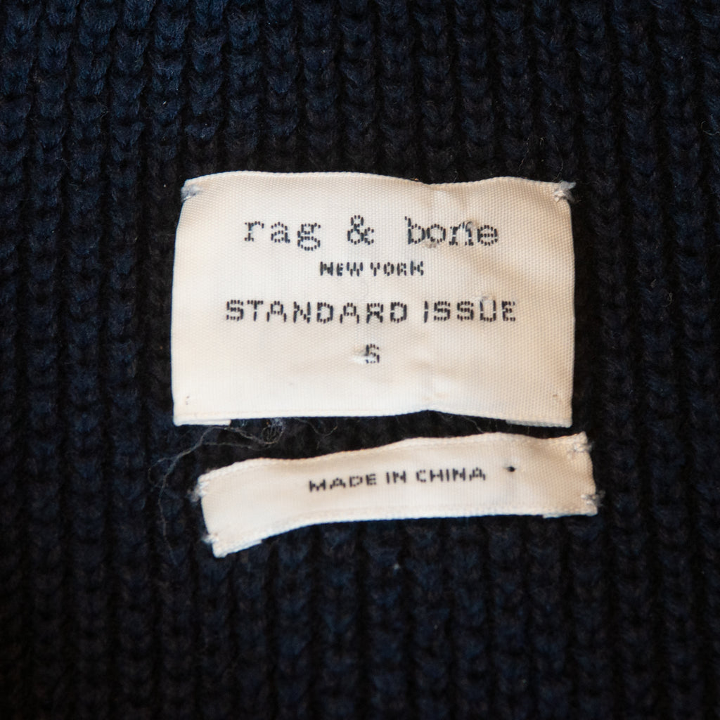 Rag & Bone Navy Blue Waffle Knit Shawl Cardigan