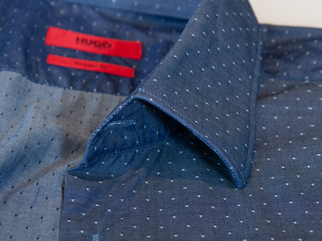 Hugo Boss Dark Slate Blue Dotted Twill C-Enzo Shirt