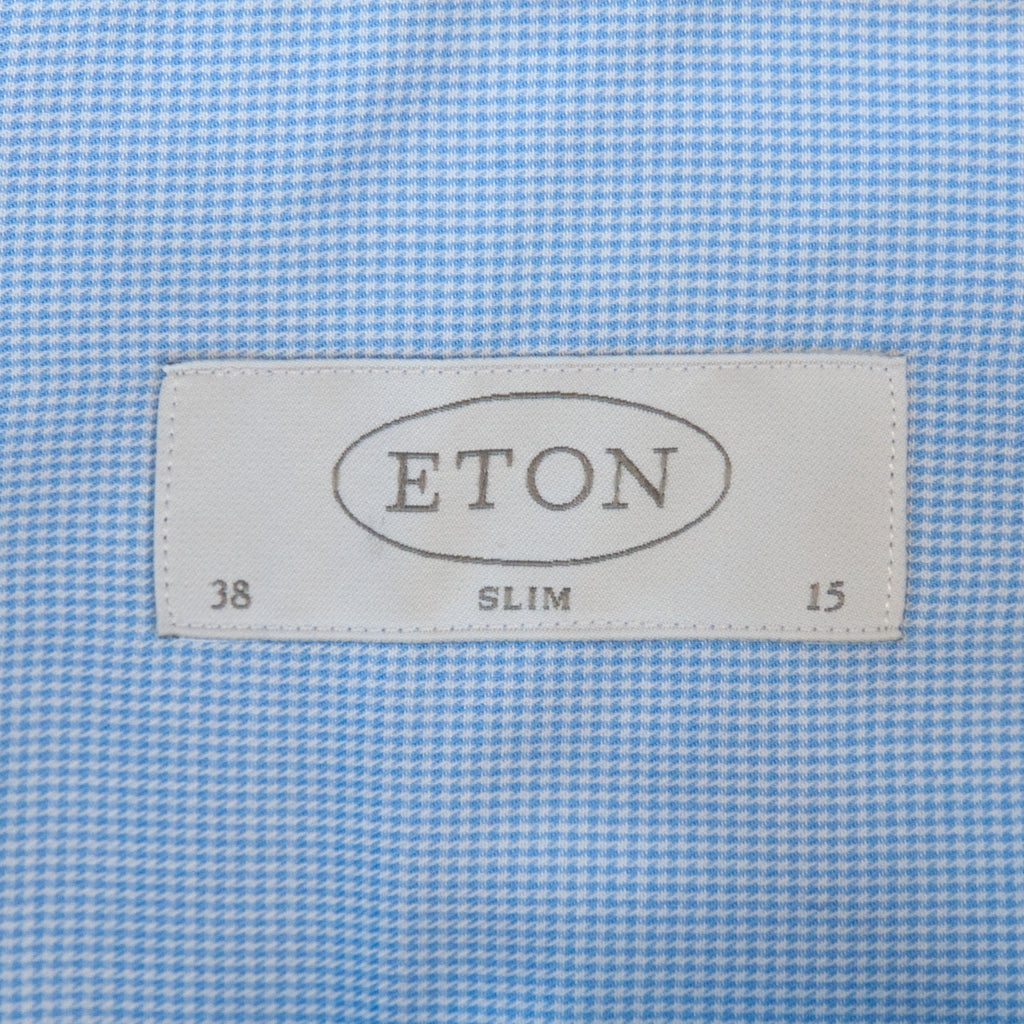 Eton Blue Puppytooth Check Slim Fit York Shirt