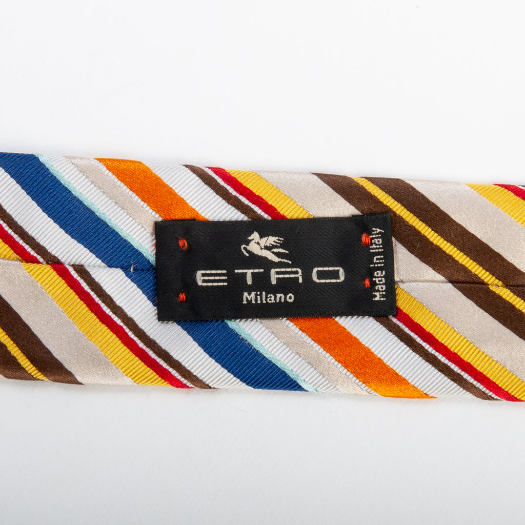 Etro Multicolored Striped Silk Cotton Tie