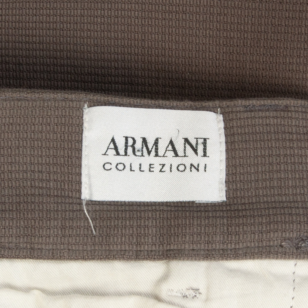 Armani Collezioni Slate Brown Textured Twill 5-Pocket Pants