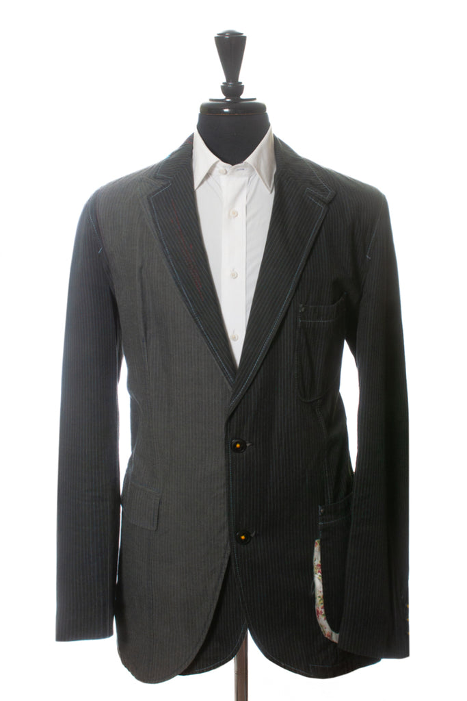 Hugo Boss Grey Striped Reconstructed Blazer