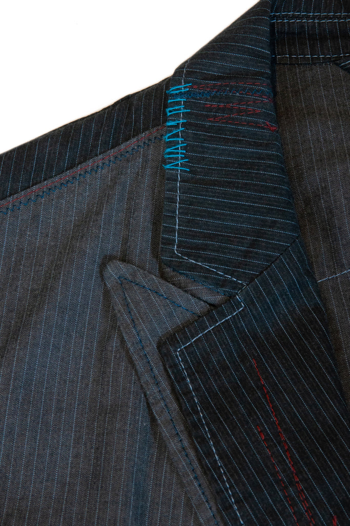 Hugo Boss Grey Striped Reconstructed Blazer