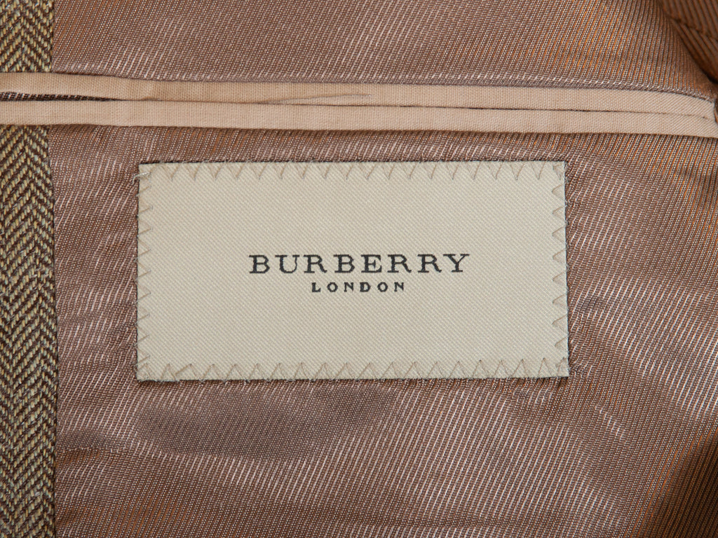 Burberry Brown Silk Linen Herringbone Bond Street Blazer