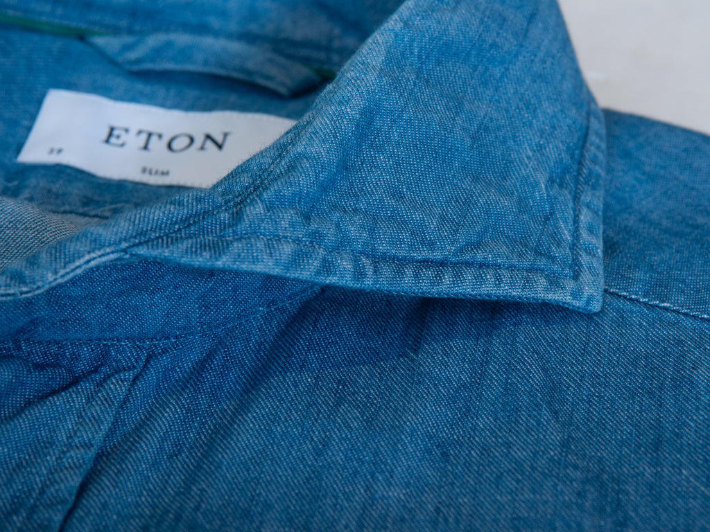 Eton Blue Washed Chambray Slim Fit Shoreditch Shirt