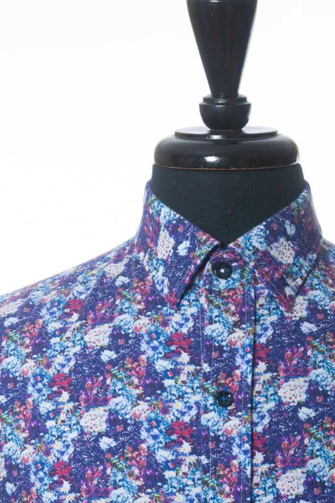 Robert Graham Purple Floral Print Tailored Fit Jersey Cloth Shirt